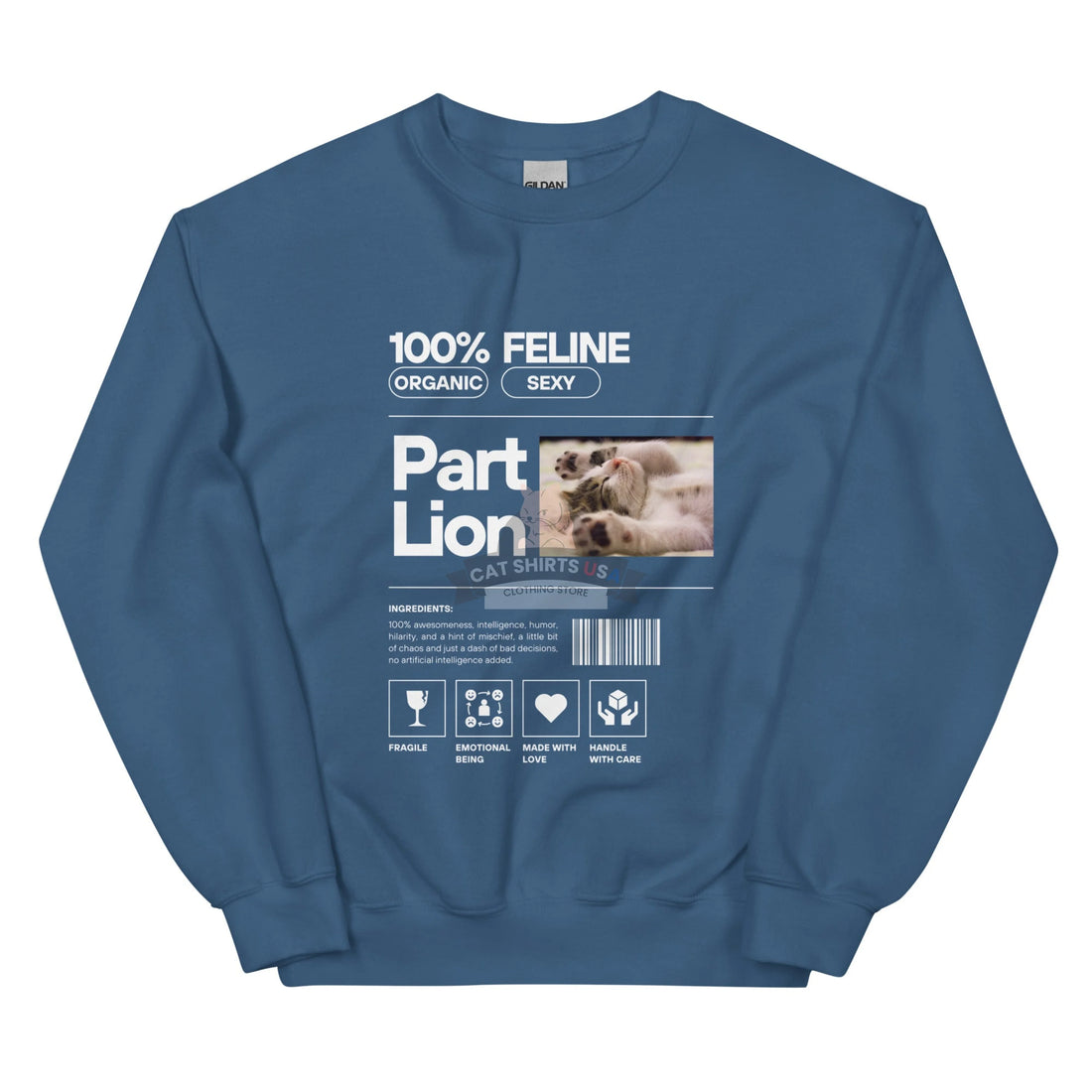 100% Feline Cat Sweatshirt-Cat Shirts USA