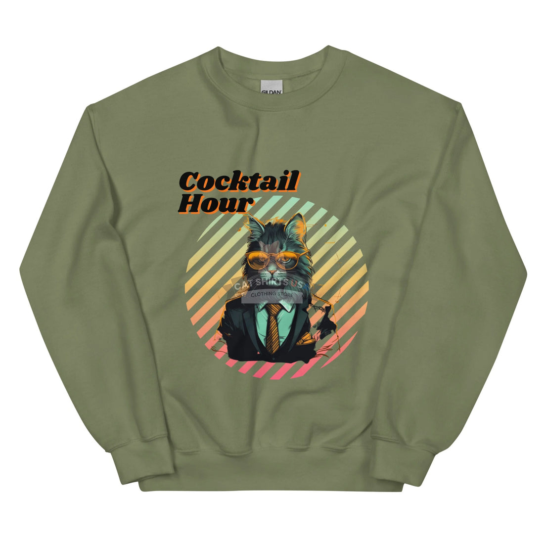 Cocktail Hour Cat Sweatshirt | Cat Shirts USA