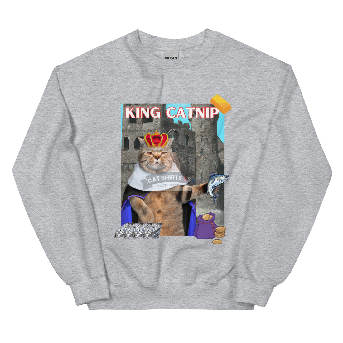 King Catnip Cat Sweatshirt-Cat Shirts USA