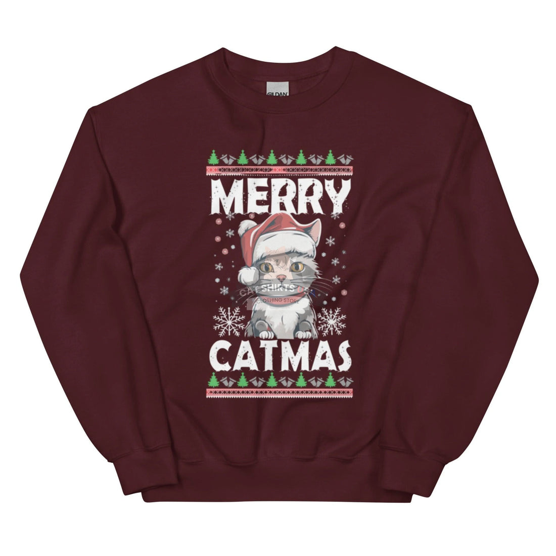 Merry Catmas Cat Sweatshirt - Cat Shirts USA