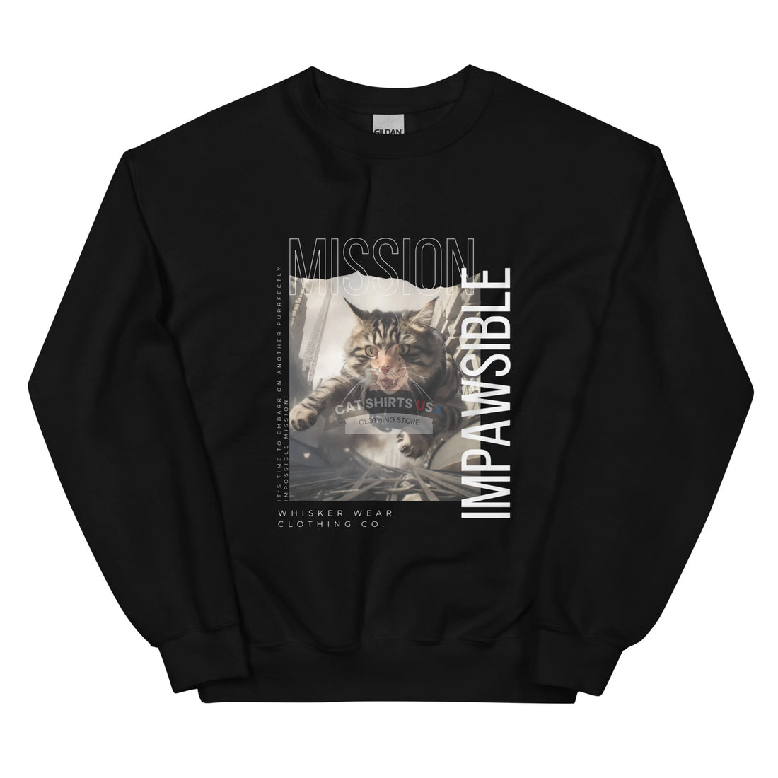 Mission Impawsible Cat Sweatshirt-Cat Shirts USA