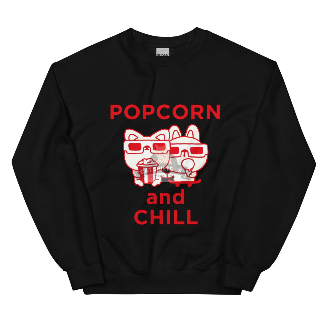 Popcorn and Chill Cat Sweatshirt | Cat Shirts USA