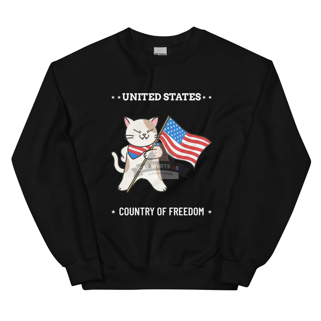 USA Country of Freedom Cat Sweatshirt - Cat Shirts USA