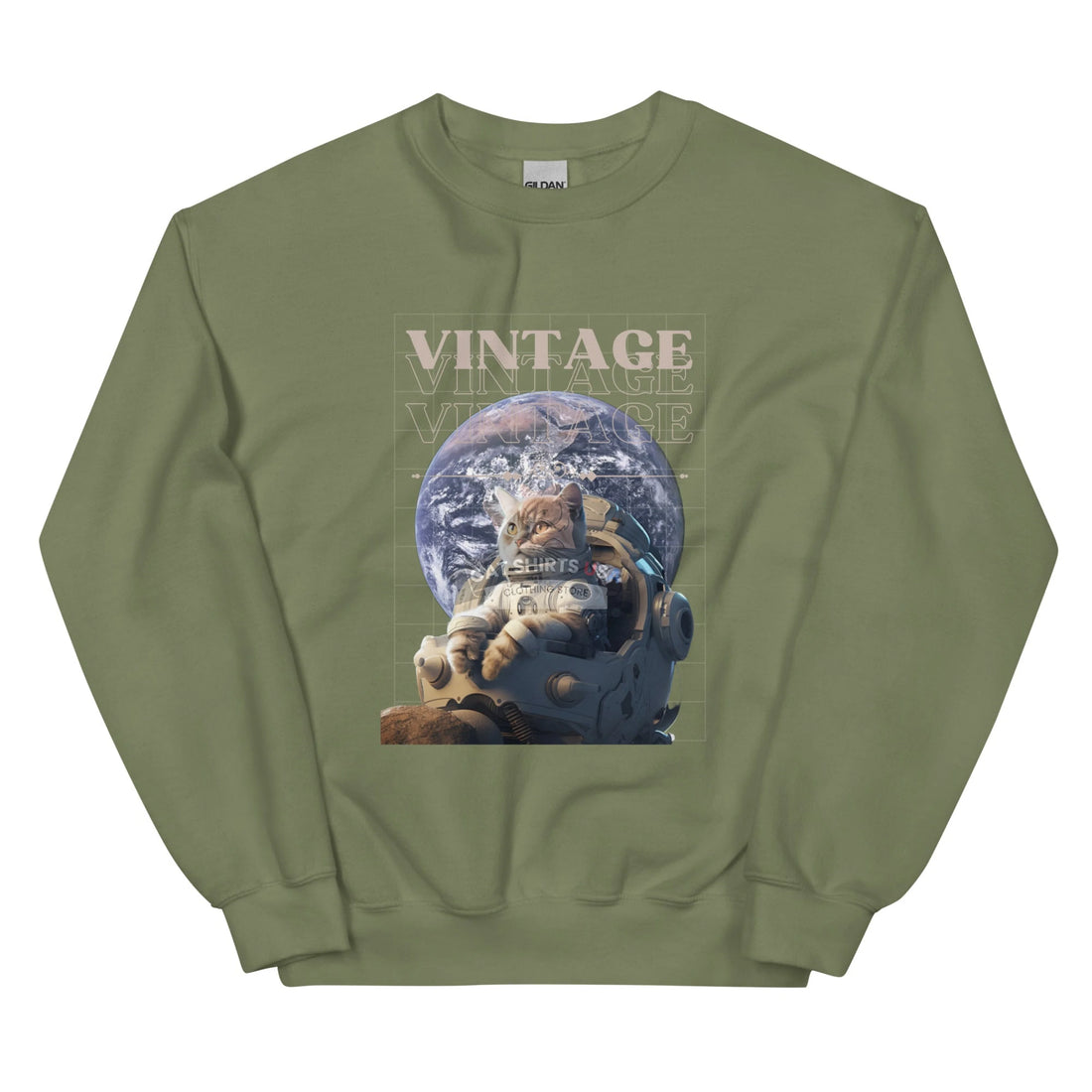 Vintage Cat Sweatshirt-Cat Shirts USA