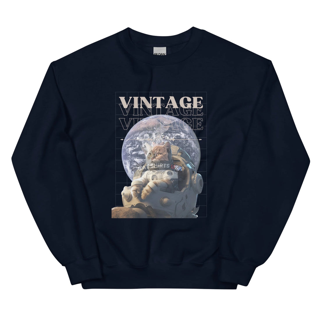 Vintage Cat Sweatshirt-Cat Shirts USA